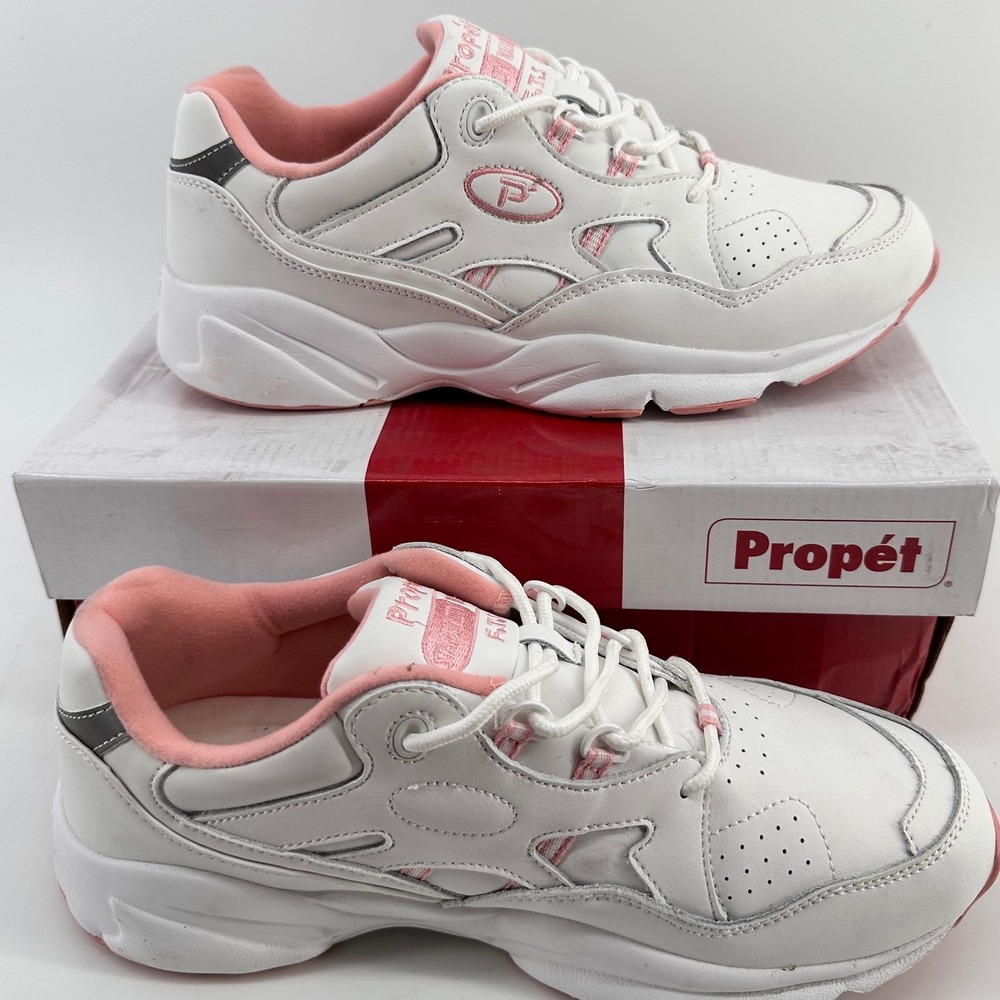 Propet Womens Size 11 W D Stability Walker White Pink Athletic Shoes FTS